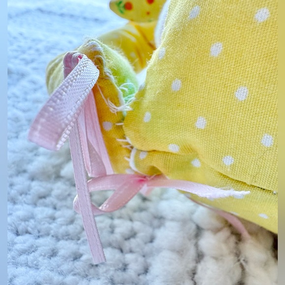 Vintage Handmade Fabric Plush Easter Basket with Bunny, chick and eggs - Picture 8 of 15